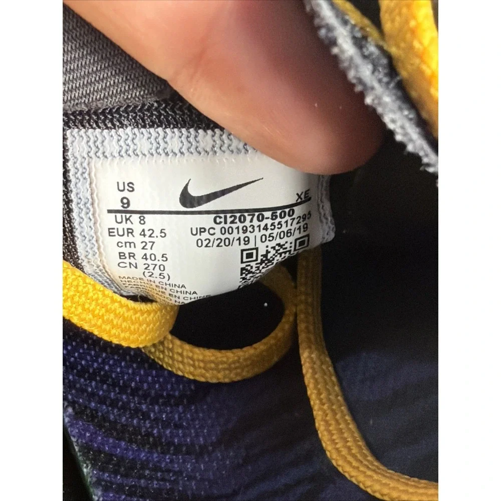 Nike Air Zoom Pegasus 36 LSU Tigers Mens 9 Sneaker Purple Gold CI2070-500